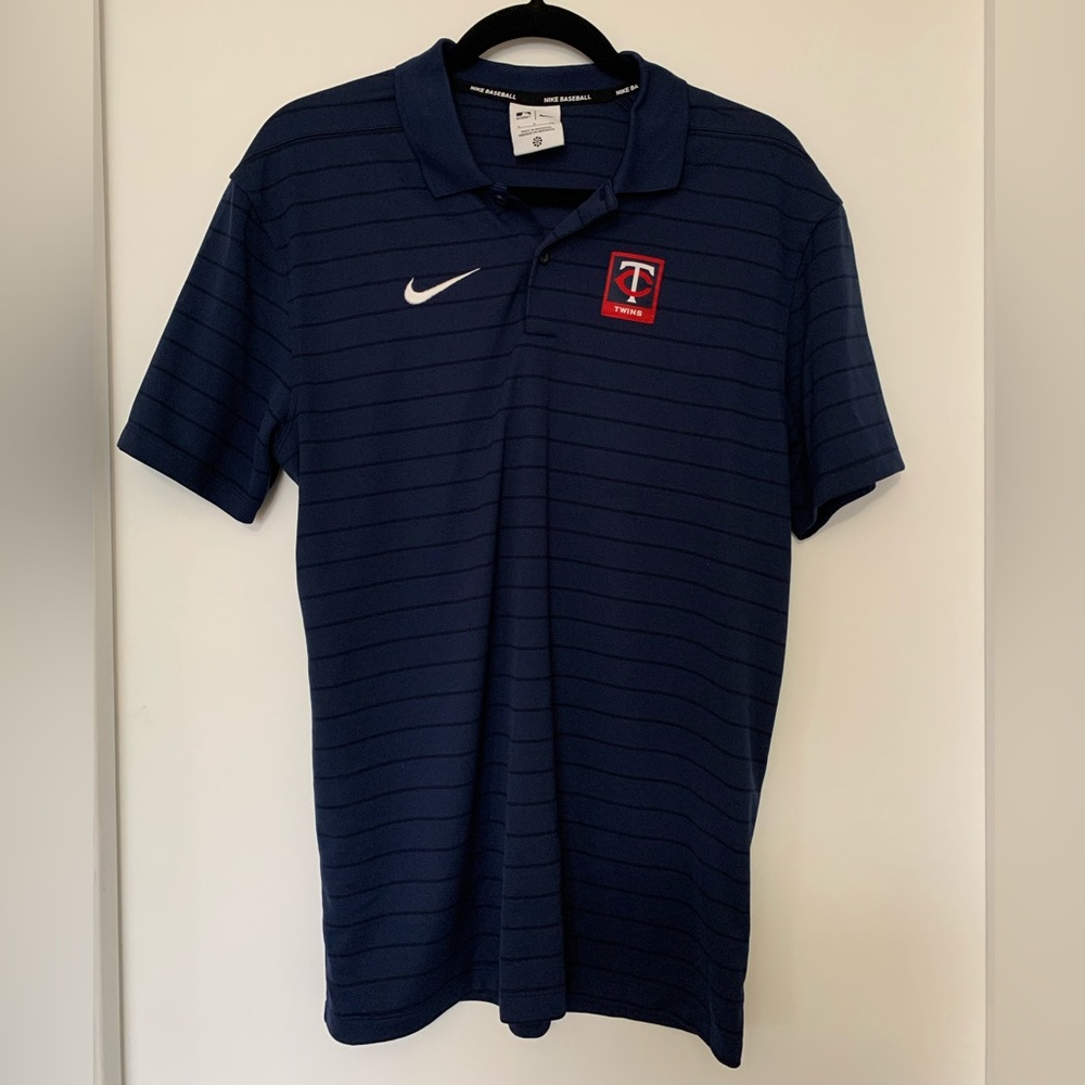Nike Minnesota Twins Navy Striped Polo